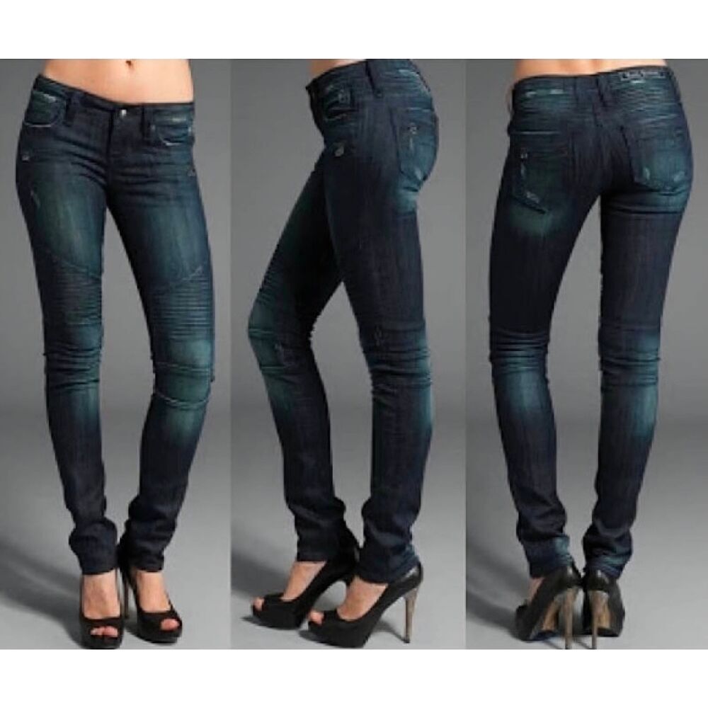 Rock RevivalโLow Rise Skinny Moto Jeans Sheryl S Sz. 28